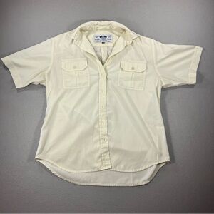 Tilley Endurable Cream Button Down Shirt Men's Short Sleeve, Size MEDIUM